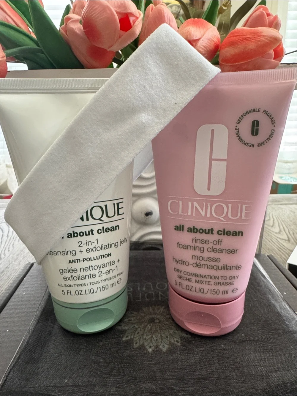 #218 CLINIQUE All About Clean Full-Size Duo: Exfoliating & Foaming Cleansers NEW - Picture 6 of 6